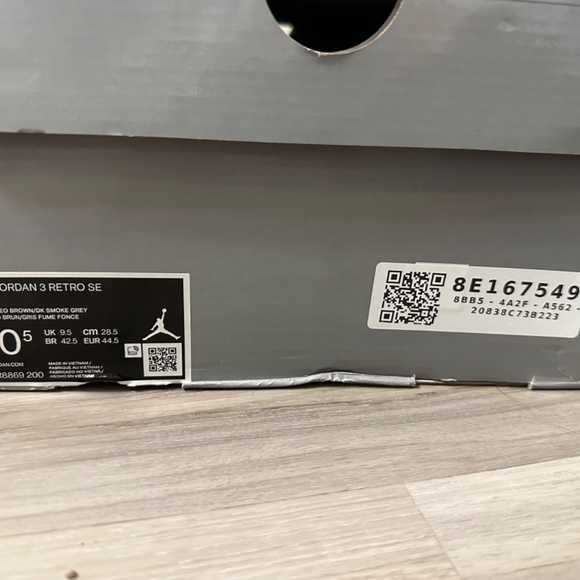 Jordan Men's 3 Retro SE Archaeo Brown Archaeo Brown/Dk Smoke Grey Mens Size 10.5 - Picture 15 of 16